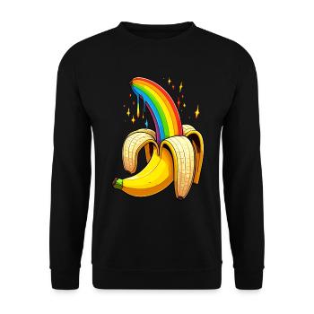 LGBTQ Banane Pride Month Gay Parade Regenbogen Fun - Unisex Pullover - Schwarz - Vorne - Alina (178cm) & Michal (187cm)