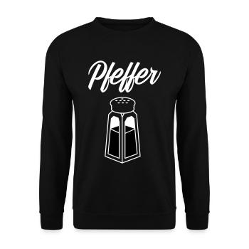 Salz - Pfeffer Partnerlook P64 B - Unisex Pullover - Schwarz - Vorne - Alina (178cm) & Michal (187cm)