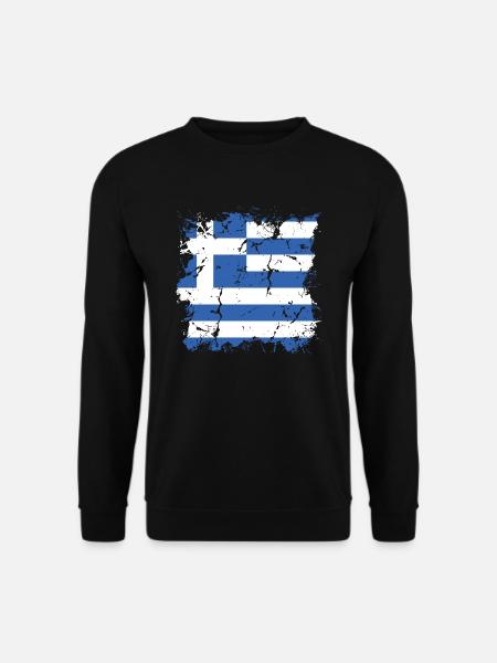 Griechenland Flagge Hellas Athen Griechische Fahne - Unisex Pullover - Schwarz