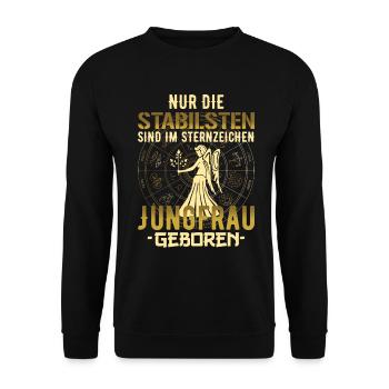 Sternzeichen Jungfrau Geburtstag Geschenk - Unisex Pullover - Schwarz - Vorne - Alina (178cm) & Michal (187cm)