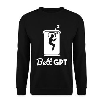 Bett Schlaf Pyjama GPT Geschenk - Unisex Pullover - Schwarz - Vorne - Alina (178cm) & Michal (187cm)