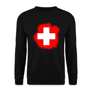 Switzerland Flag Vintage Cross Used Look Swiss - Unisex Sweatshirt - black - Front - Alina (178cm) & Michal (187cm)