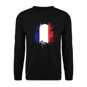 Frankreich Flagge Used Look Französische Fahne - Unisex Pullover - Schwarz - Vorne - Alina (178cm) & Michal (187cm)