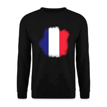 Frankreich Flagge Used Look Französische Fahne - Unisex Pullover - Schwarz - Vorne - Alina (178cm) & Michal (187cm)
