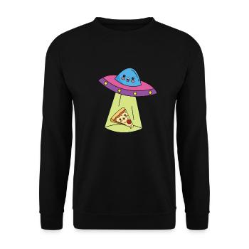 Ufo Pizza Comic Filles mignonnes mecs - Sweat-shirt Unisexe - noir - Devant - Alina (178cm) & Michal (187cm)