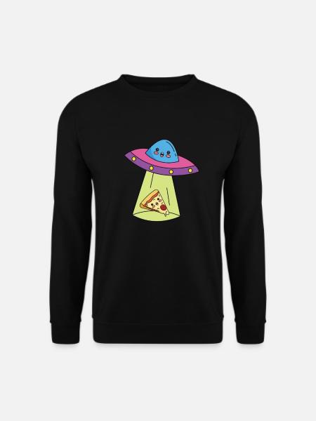 Ufo Pizza Comic Niedlich Jungs Mädchen - Unisex Pullover - Schwarz