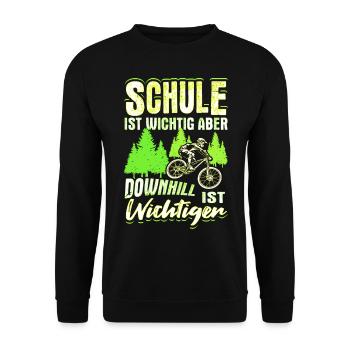 Downhill Kinder Geschenk MTB Fahrrad Mountainbiker - Unisex Pullover - Schwarz - Vorne - Alina (178cm) & Michal (187cm)