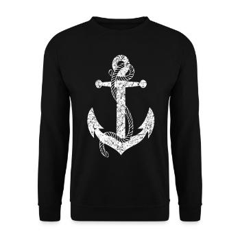 Anker Seemann See Marine Boot Schiffsanker - Unisex Pullover - Schwarz - Vorne - Alina (178cm) & Michal (187cm)