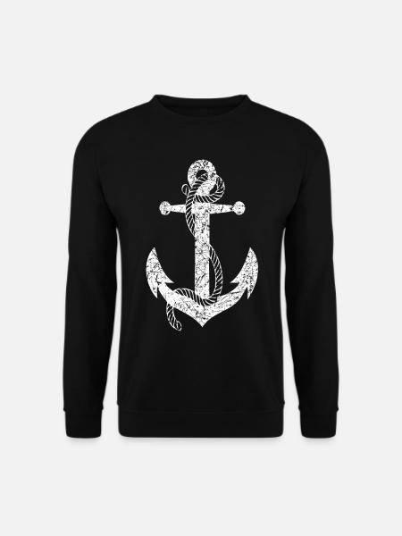 Anker Seemann See Marine Boot Schiffsanker - Unisex Pullover - Schwarz