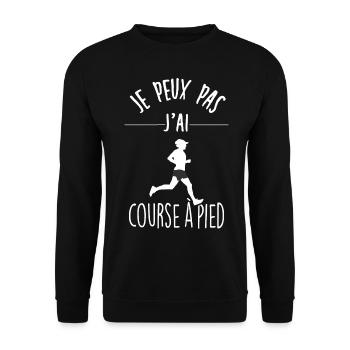 Je peux pas j'ai Course à pied - Sweat-shirt Unisexe - noir - Devant - Alina (178cm) & Michal (187cm)