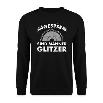 Sägespäne sind Männer Glitzer - Unisex Pullover - Schwarz - Vorne - Alina (178cm) & Michal (187cm)