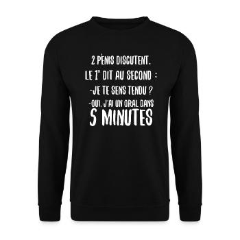 Phrase drôle beauf rigolo sexe fellation - Sweat-shirt Unisexe - noir - Devant - Alina (178cm) & Michal (187cm)