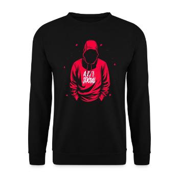 Anti-Social Red Hoodie Graffiti Tag with Drips - Unisex Pullover - Schwarz - Vorne - Alina (178cm) & Michal (187cm)