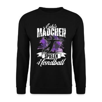 Handball Handballerin Frauen Handball - Unisex Pullover - Schwarz - Vorne - Alina (178cm) & Michal (187cm)