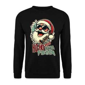Cooler lustiger Weihnachtsmann mit Sonnenbrille (Ho-ho-ho) - Unisex Pullover - Schwarz - Vorne - Alina (178cm) & Michal (187cm)