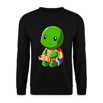 Schildkröte LGBT Pizza Gay Pride - Unisex Pullover - Schwarz - Vorne - Alina (178cm) & Michal (187cm)