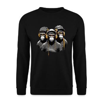 Ape Squad - Cooles AffenTrio mit Sonnenbrille - Unisex Pullover - Schwarz - Vorne - Alina (178cm) & Michal (187cm)
