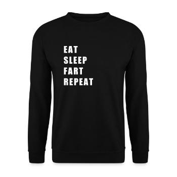 Eat sleep fart repeat - Unisex Pullover - Schwarz - Vorne - Alina (178cm) & Michal (187cm)