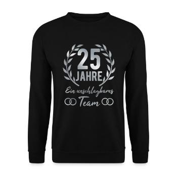 Silberhochzeit 25. Hochzeitstag - Unisex Pullover - Schwarz - Vorne - Alina (178cm) & Michal (187cm)