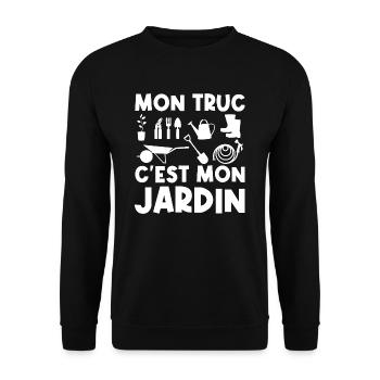 Mon truc c'est mon jardin - Sweat-shirt Unisexe - noir - Devant - Alina (178cm) & Michal (187cm)
