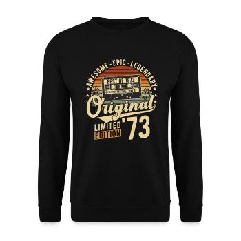 1973 Jahrgang Retro Vintage Geburstag Geschenk - Unisex Pullover - Schwarz - Vorne - Alina (178cm) & Michal (187cm)