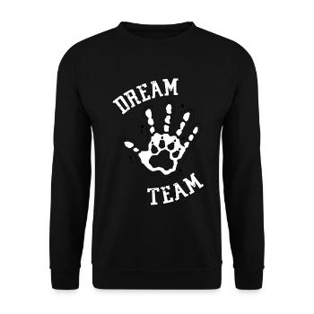 DREAM TEAM chien homme patte main amour cadeau - Sweat-shirt Unisexe - noir - Devant - Alina (178cm) & Michal (187cm)