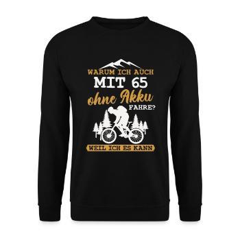 65 Geburtstag Radfahrer 65 Jahre Geschenk - Unisex Pullover - Schwarz - Vorne - Alina (178cm) & Michal (187cm)