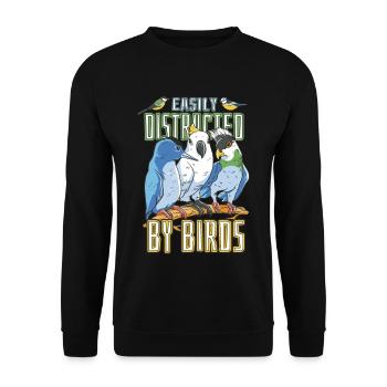 Easily Distracted By Birds Birding Birdwatching - Unisex Sweatshirt - black - Front - Alina (178cm) & Michal (187cm)