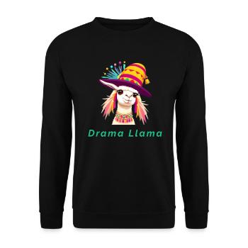 Drama Llama Funny Animal - Unisex Sweatshirt - black - Front - Alina (178cm) & Michal (187cm)