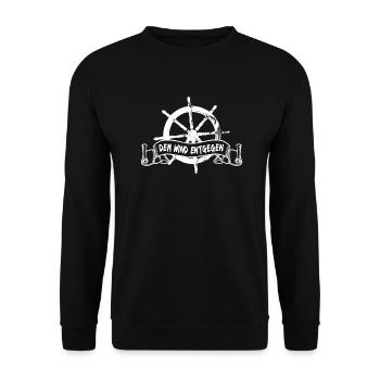 Gegen den Wind Seemann Rebell Segeln Segelboot - Unisex Pullover - Schwarz - Vorne - Alina (178cm) & Michal (187cm)