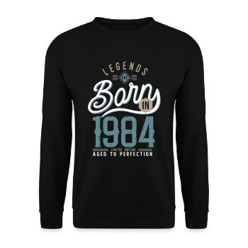 Legenden werden geboren 1984 Jubiläum - Unisex Pullover - Schwarz - Vorne - Alina (178cm) & Michal (187cm)