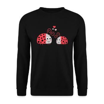 Mom/Dad Ladybug with Child Heart Points - Unisex Sweatshirt - black - Front - Alina (178cm) & Michal (187cm)