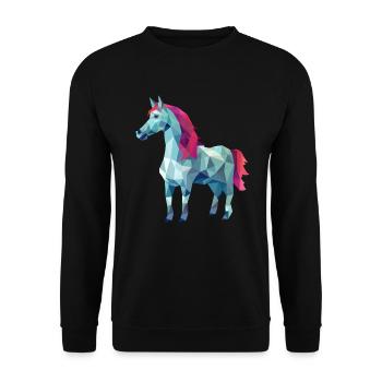 Cheval blanc en design d’art polygonal rose - Sweat-shirt Unisexe - noir - Devant - Alina (178cm) & Michal (187cm)
