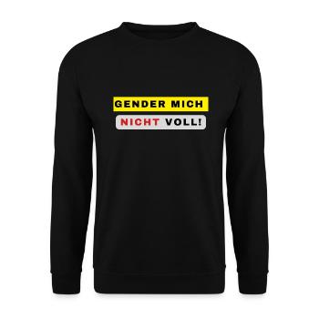 Gender mich nicht voll - Unisex Pullover - Schwarz - Vorne - Alina (178cm) & Michal (187cm)
