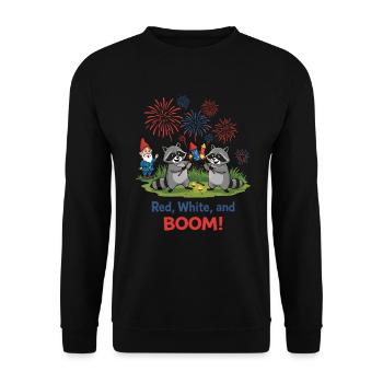 Raccoon 4th of July Fireworks Party - Unisex Sweatshirt - black - Front - Alina (178cm) & Michal (187cm)