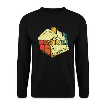 Ravioli Nudeln - Unisex Pullover - Schwarz - Vorne - Alina (178cm) & Michal (187cm)