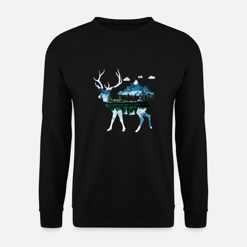 Hirsch Natur - Unisex Pullover - Schwarz