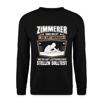 Zimmerer Zimmermann Zimmerei Carpenter Carpentry - Unisex Pullover - Schwarz - Vorne - Alina (178cm) & Michal (187cm)