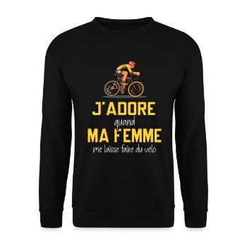 J'aime ma femme humour vélo cycliste cyclisme - Sweat-shirt Unisexe - noir - Devant - Alina (178cm) & Michal (187cm)