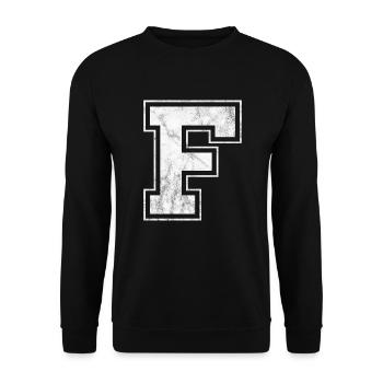 Buchstabe F - Unisex Pullover - Schwarz - Vorne - Alina (178cm) & Michal (187cm)