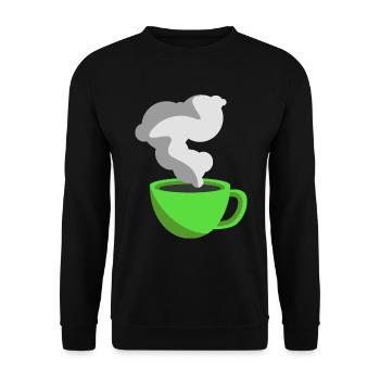 Coffee Mug Illustration Minimalist Design - Unisex Sweatshirt - black - Front - Alina (178cm) & Michal (187cm)