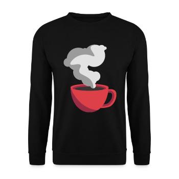 Coffee Illustration Sticker Red Coffee Mug - Unisex Sweatshirt - black - Front - Alina (178cm) & Michal (187cm)
