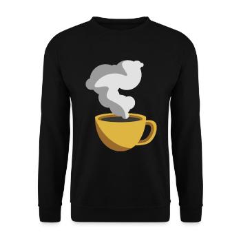 Coffee Lover Sticker Yellow Coffee Cup - Unisex Sweatshirt - black - Front - Alina (178cm) & Michal (187cm)