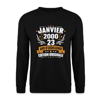 Vintage Gift January 2000, 23 years anniversary - Unisex Sweatshirt - black - Front - Alina (178cm) & Michal (187cm)