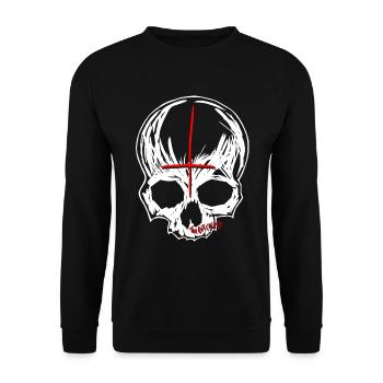 Crâne avec croix de Saint-Pierre - Sweat-shirt Unisexe - noir - Devant - Alina (178cm) & Michal (187cm)