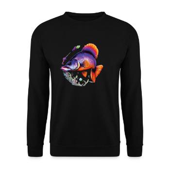 Tauchen Sie ein in die bunte Welt der tropischen Fische - Unisex Pullover - Schwarz - Vorne - Alina (178cm) & Michal (187cm)