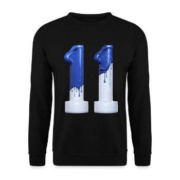 NON. 11 NUMÉRO 11 BLEU BLANC 11E ANNIVERSAIRE - Sweat-shirt Unisexe - noir - Devant - Alina (178cm) & Michal (187cm)
