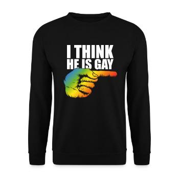 Ich glaube er ist schwul - Unisex Pullover - Schwarz - Vorne - Alina (178cm) & Michal (187cm)