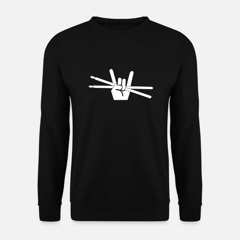 Drummer Drumsticks Heavy Metal Fork Pommesgabel - Unisex Pullover - Schwarz