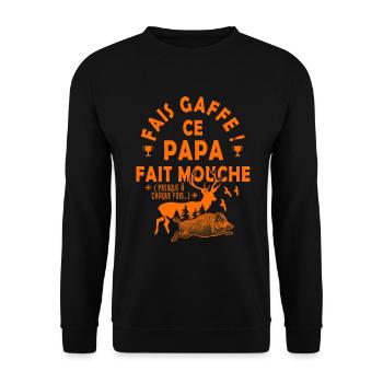 Chasse chasser papa fais mouche papa chasseur - Sweat-shirt Unisexe - noir - Devant - Alina (178cm) & Michal (187cm)
